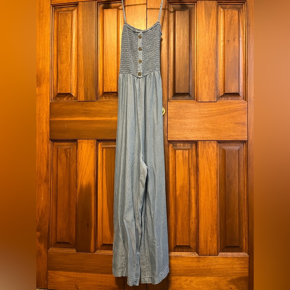 Blue Button-Down Jumpsuit